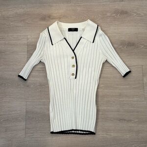 White Tahari with black striped lining XS polo top